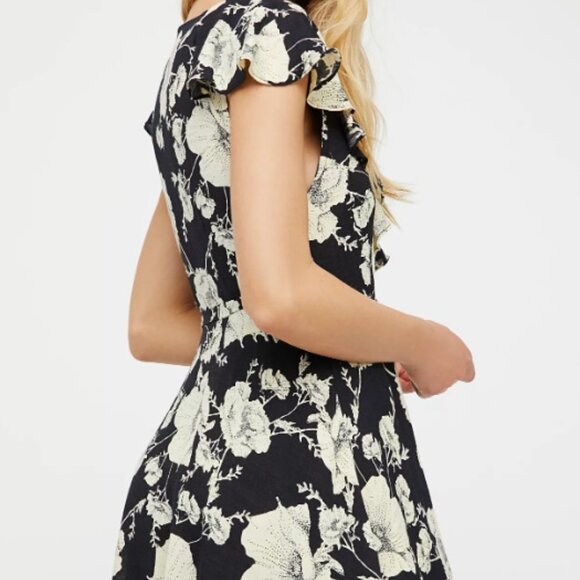 Free People French Quarter Mini Dress Black Floral, Size XS Color: Onyx Combo - Picture 3 of 3